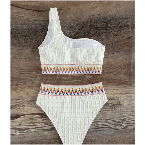 Boho Textured One Shoulder Bikini Beach - Picture 5 of 5